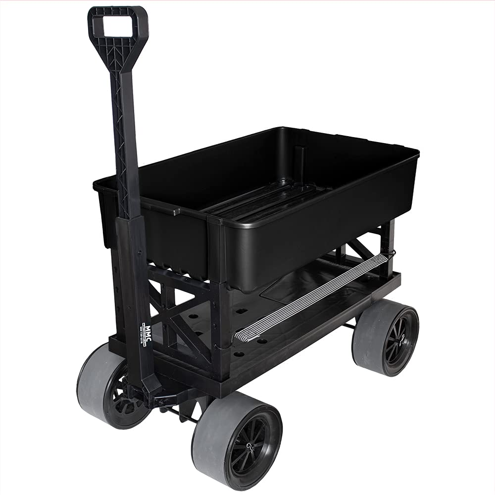 Mighty Max Cart | Collapsible Outdoor Utility Wagon - Heavy-Duty Moving Dolly 250 lb Capacity - Black 2.5 cu.ft Poly Tub