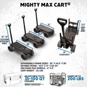 Mighty Max Cart | Collapsible Outdoor Utility Wagon - Heavy-Duty Moving Dolly 250 lb Capacity - Black 2.5 cu.ft Poly Tub