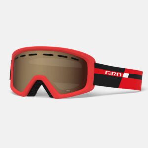 giro rev youth snow goggles - black red podium strap with amber rose lens (2021)