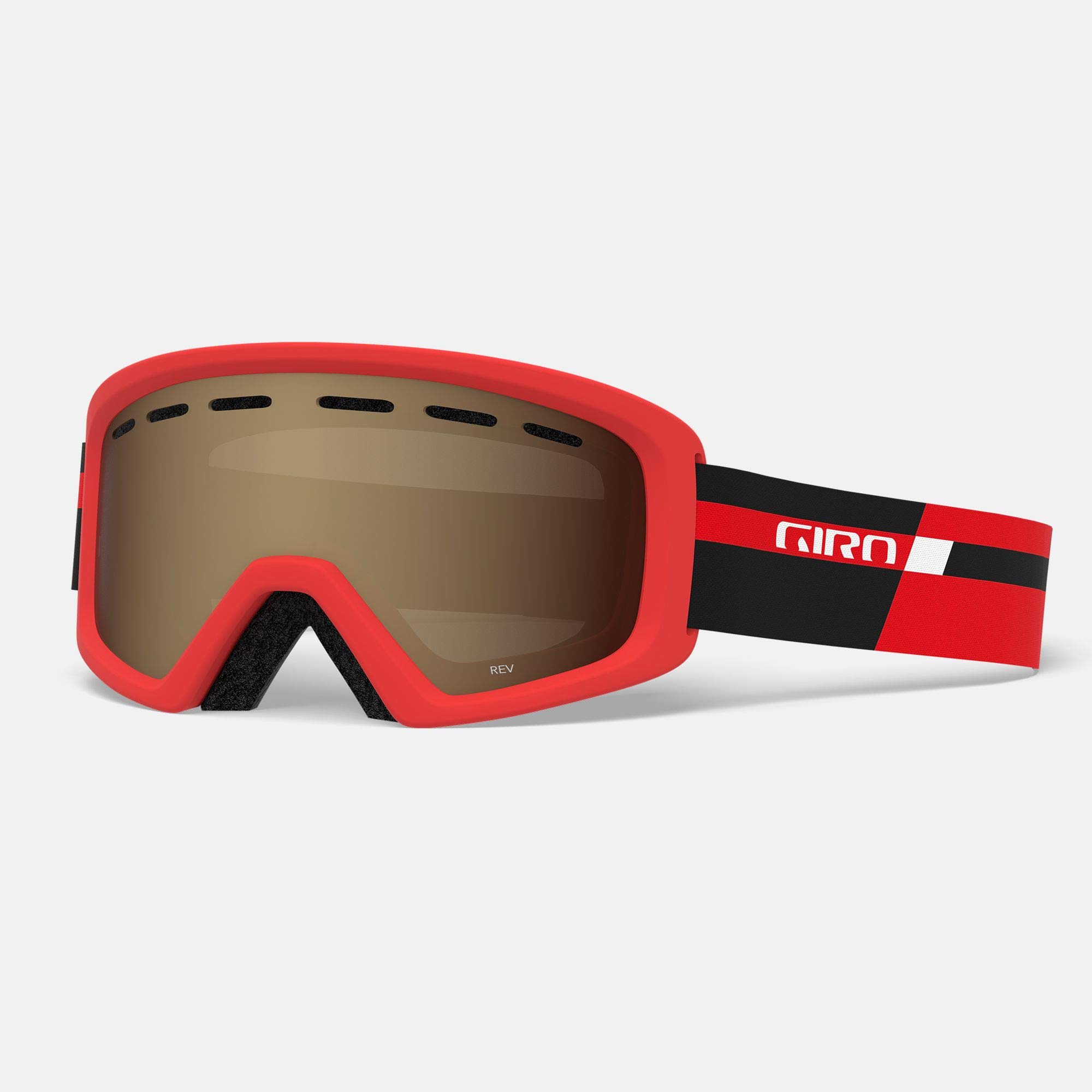 Giro Rev Youth Snow Goggles - Black Red Podium Strap with Amber Rose Lens (2021)