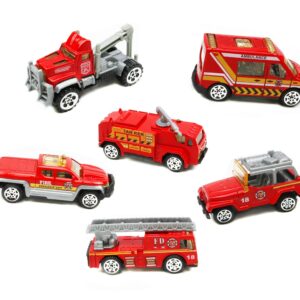 Smart Novelty Die Cast Emergency Trucks Vehicles Toy Cars Play Set in Carrier Truck - 7 in 1 Transport Truck Emergency Car Set for Kids Gifts (Fire Vehicle Set)