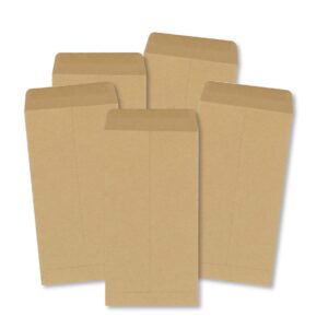 money envelopes, 100 pack kraft cash envelopes, small parts envelopes with gummed seal, 3.5 x 6.5 inches