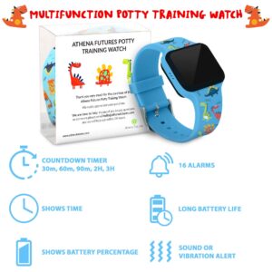 ATHENA FUTURES Potty Training Timer Watch with Flashing Lights and Music Tones and Potty Training Chart for Toddlers - Dinosaur Design