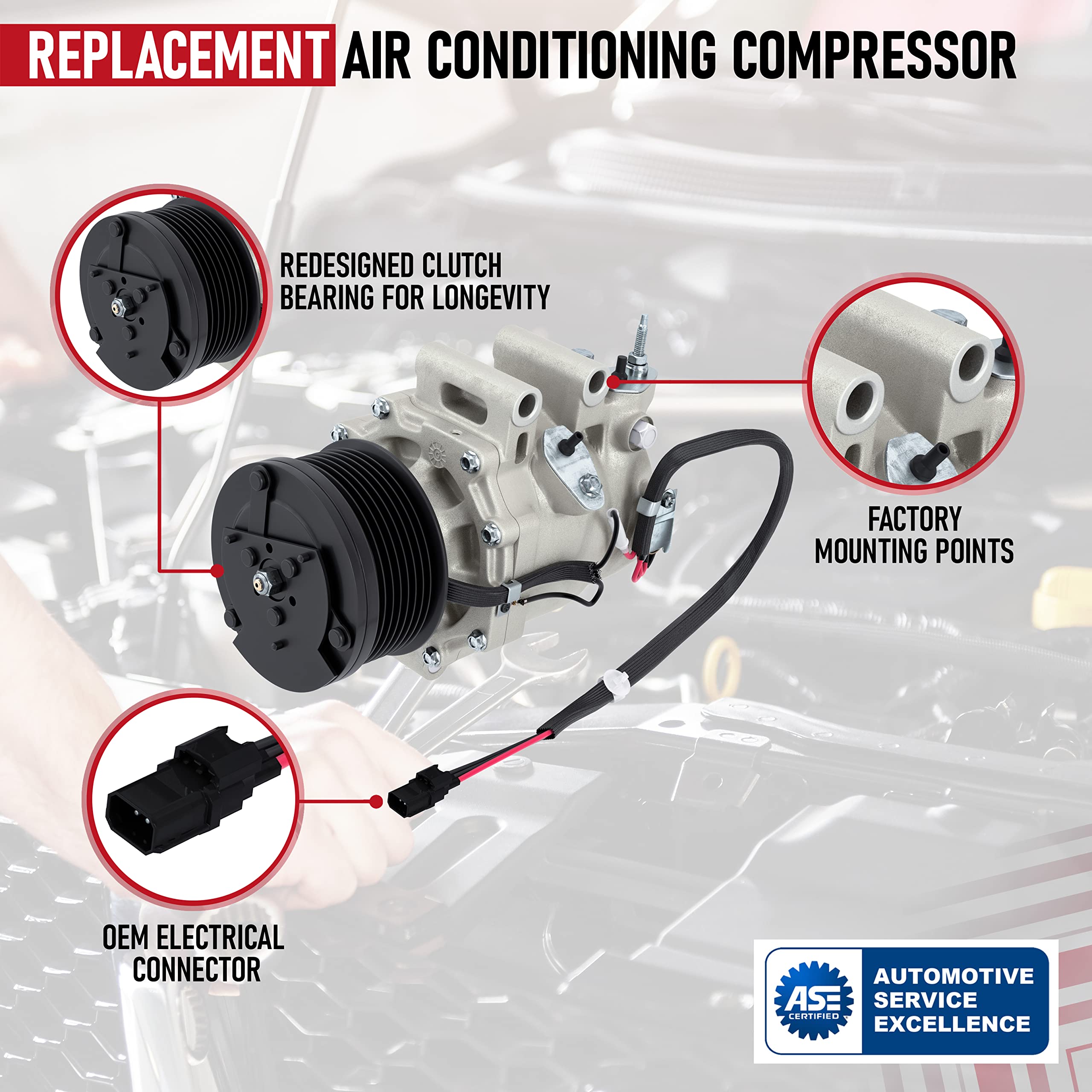 AC Compressor - A/C Compressor Compatible with Honda Civic 2006-2011, 1.8L - Replaces 38810RRBA01, 38800-RNA-A010-M, 38800-RNB-A02, 38800RNAA010M2, 38800RNAA01 - HVAC Air Conditioning Compressor