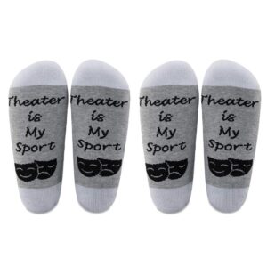 levlo actor gift theatre gifts theater is my sport cotton socks performance gifts actress director socks (2 pairs/set - mid calf - 1)