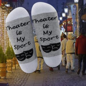 LEVLO Actor Gift Theatre Gifts Theater is My Sport Cotton Socks Performance Gifts Actress Director Socks (2 Pairs/Set - Mid Calf - 1)