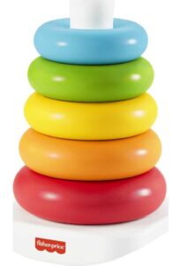 fisher-price baby stacking toy rock-a-stack rings with roly-poly base for ages 6+ months, made with plant-based materials