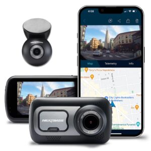 nextbase 522gw dash cam front and rear camera small with app- 1440p/30fps quad hd with wi-fi bluetooth 10hz gps- built-in alexa- night vision- parking mode- 280/360 degree dual 6 lane wide recording