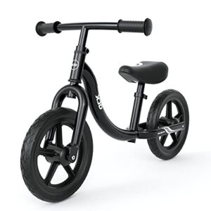xjd toddler balance bike 2 year old, 12 nch no pedal bicycle for girls boys ages 18 months to 5 years old toddler training push bike adjustable seat (black design)