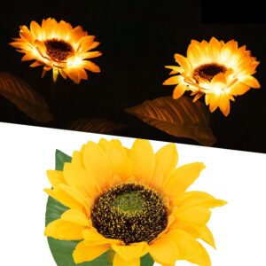 asfsky solar sunflower lights outdoor waterproof 2 pack sunflower stakes for the yard, patio, backyard and brighten up your solar garden with sunflower solar lights