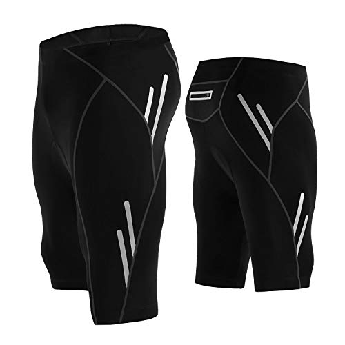 Legendfit Men's Cycling Shorts 4D Padded Bicycle Riding Half Pants MTB Road Bike Biking Tights Cycle Wear Pocket Black