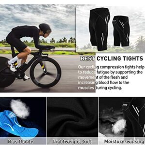 Legendfit Men's Cycling Shorts 4D Padded Bicycle Riding Half Pants MTB Road Bike Biking Tights Cycle Wear Pocket Black