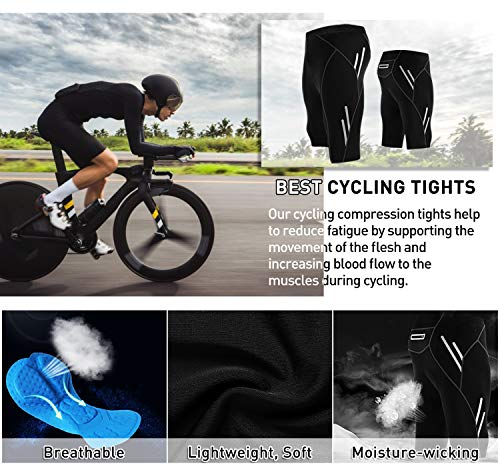 Legendfit Men's Cycling Shorts 4D Padded Bicycle Riding Half Pants MTB Road Bike Biking Tights Cycle Wear Pocket Black