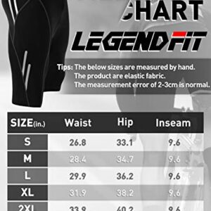 Legendfit Men's Cycling Shorts 4D Padded Bicycle Riding Half Pants MTB Road Bike Biking Tights Cycle Wear Pocket Black