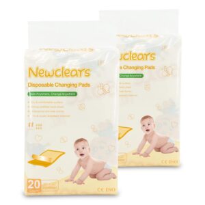 newclears baby disposable underpads breathable incontinence diaper changing pads, 20 count/pack (23''x23'' - 2pack(40 count))