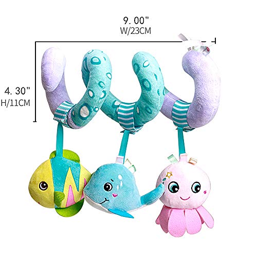 Caterbee Baby Stroller Toys, Activity Spiral Plush bar Toy Accessories, Crib Toys Car Seat Toy with Bell for boy or Girl 0 Months+ (Ocean)