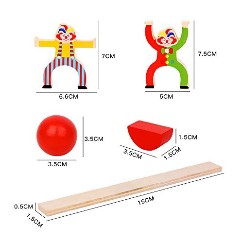 Xylolin Wooden Circus Clowns Stacking Toys, Jester Balance Blocks Game for Kids, Toddler Wood Toy Stacking and Balancing Blocks Set