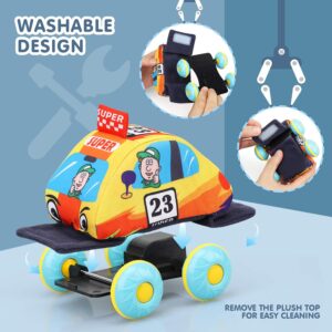 TOY Life Soft Pull Back Cars for Toddlers - Pull Back Vehicles Soft Baby Toys - Kids Car Toys 4 Pack with Soft Plush Toy Texture Baby Car Toys - Gift for Any Occasion Cars for Toddlers 1-3 Year Old