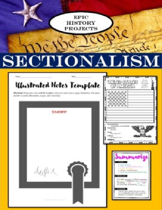 U.S. History: Sectionalism - Mini Lesson & Illustrated Notes Activity