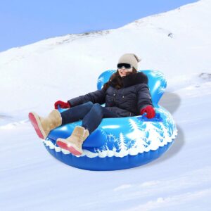 sunshinemall snow tube - 45 inch inflatable snow sled snow toys sofa shape for kids and adults heavy duty inflatable snow tube winter outdoor toys for kids and adults