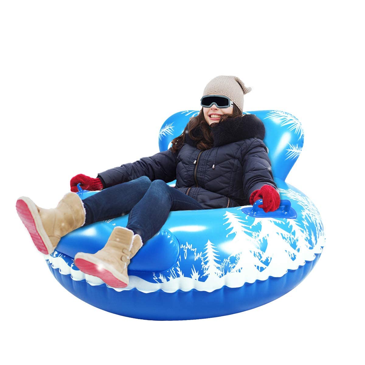 SUNSHINEMALL Snow Tube - 45 Inch Inflatable Snow Sled Snow Toys Sofa Shape for Kids and Adults Heavy Duty Inflatable Snow Tube Winter Outdoor Toys for Kids and Adults