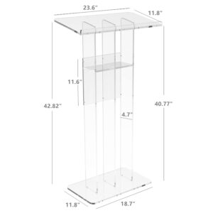 FixtureDisplays® Clear Podium Plexiglass Lecturn Transparent Church Pulpit with Christian Church White Cross Trinity Style Easy Assebmly Required 15411+1803CROSS-NF