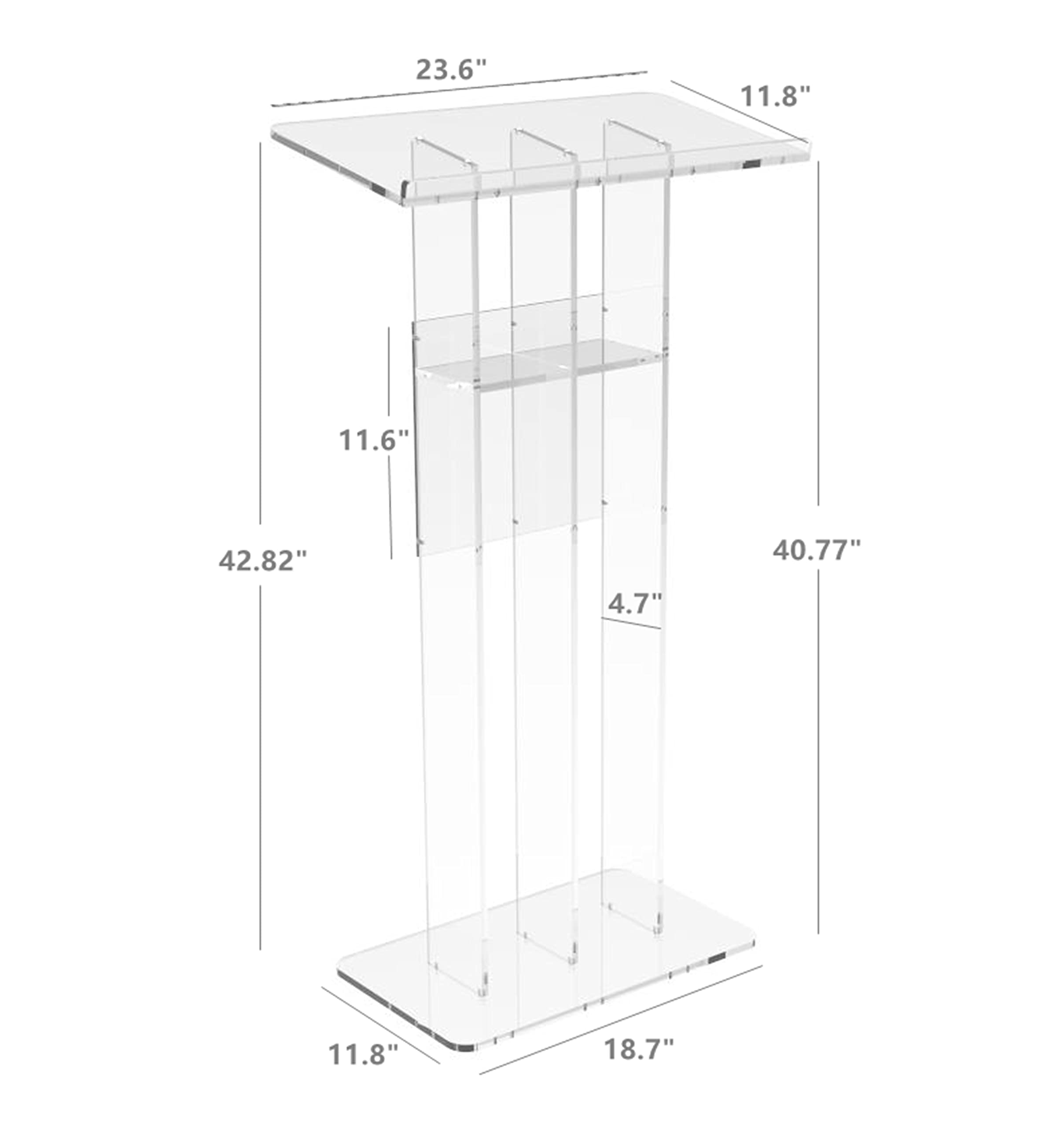 FixtureDisplays® Clear Podium Plexiglass Lecturn Transparent Church Pulpit with Christian Church White Cross Trinity Style Easy Assebmly Required 15411+1803CROSS-NF