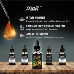 Detroit Grooming Co.Natural Beard Oil for Men - Nourishing & Organic Beard Moisturizer w/Sweet Almond Oil & Vitamin E - Softens, Boosts Growth - Toasted Vanilla Amber Scent- 313 1oz