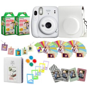 fujifilm instax mini 11 instant camera + fuji instax film 40 shots + protective case + magnetic frames + album, frames design kit (ice white)