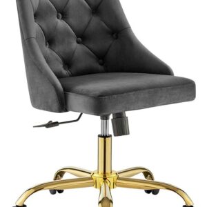 Modway Distinct Tufted Swivel Performance Velvet Office Chair, Gold Gray