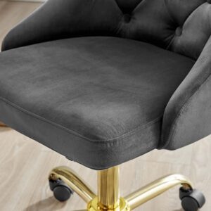 Modway Distinct Tufted Swivel Performance Velvet Office Chair, Gold Gray