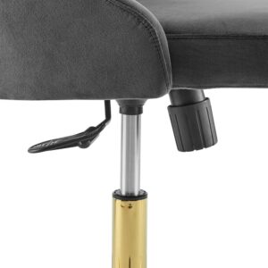 Modway Distinct Tufted Swivel Performance Velvet Office Chair, Gold Gray