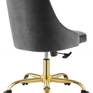 Modway Distinct Tufted Swivel Performance Velvet Office Chair, Gold Gray