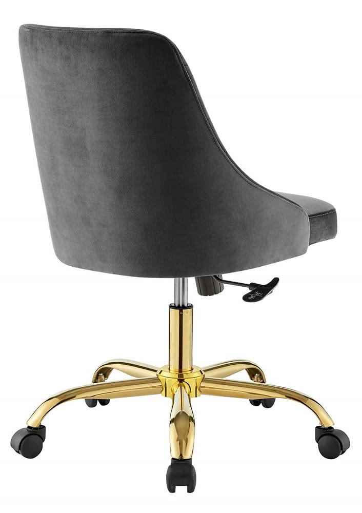 Modway Distinct Tufted Swivel Performance Velvet Office Chair, Gold Gray