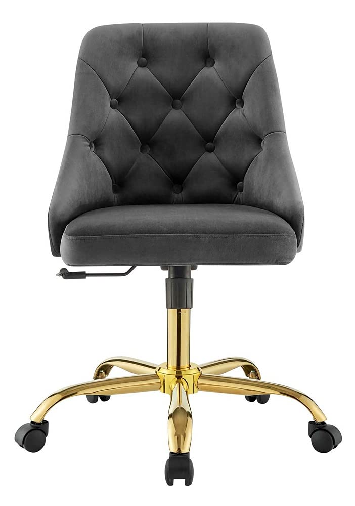 Modway Distinct Tufted Swivel Performance Velvet Office Chair, Gold Gray