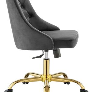 Modway Distinct Tufted Swivel Performance Velvet Office Chair, Gold Gray