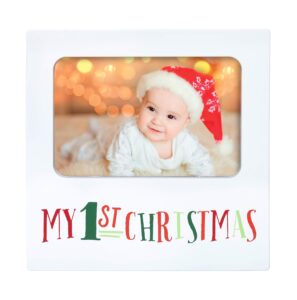 kate & milo my 1st christmas baby photo frame, holiday baby’s first year keepsake, holiday home décor, christmas home accessory, newborn tabletop picture frame, 4” x 6” photo insert, white