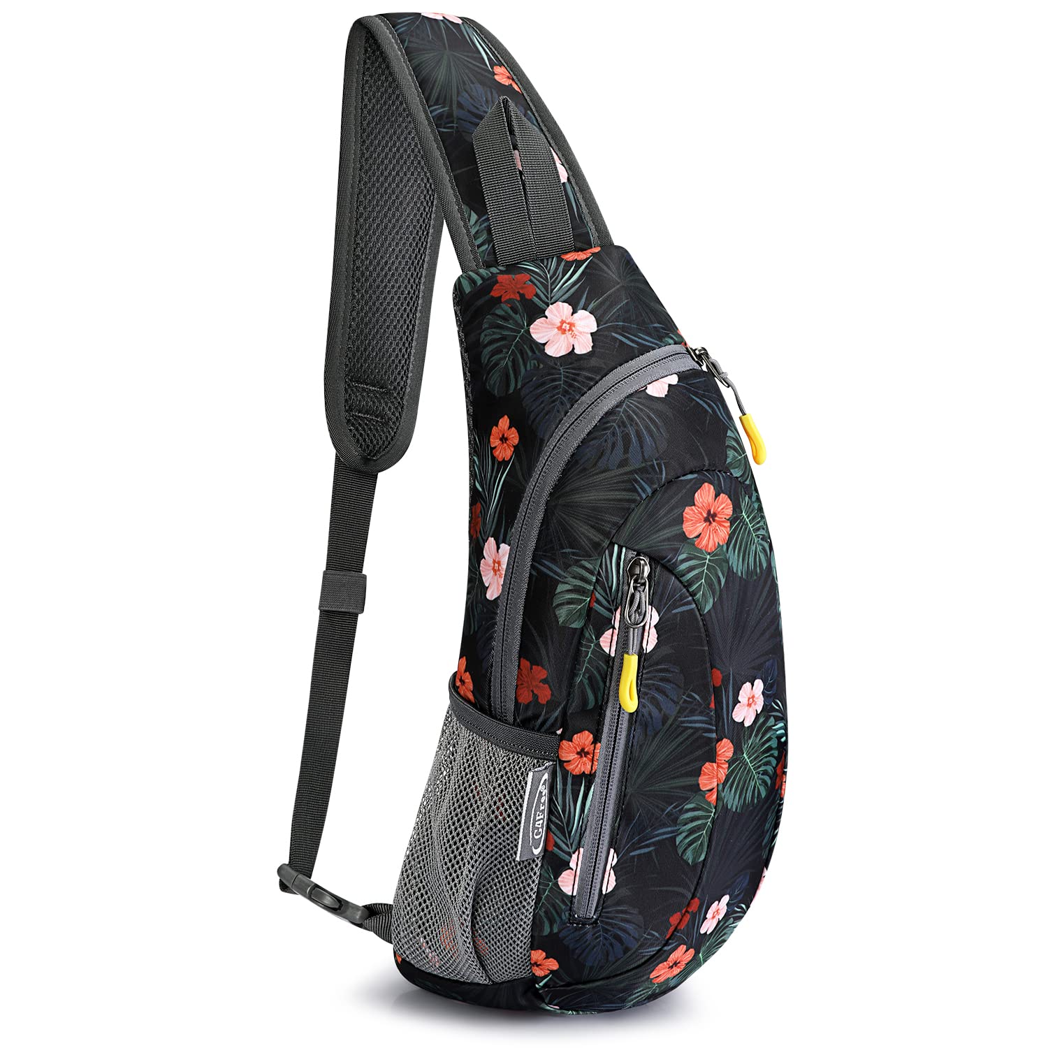 G4Free Sling Bags Men and Women Shoulder Backpack Small Cross Body Chest Sling Backpack(Black Base Floral)