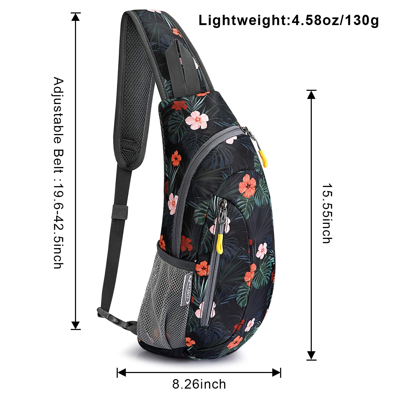 G4Free Sling Bags Men and Women Shoulder Backpack Small Cross Body Chest Sling Backpack(Black Base Floral)