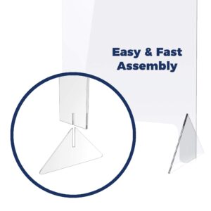 No Cutout 24"W x 16"H Sneeze Guard for Counter and Desk, Freestanding Clear Acrylic Shield, plexiglass Shield