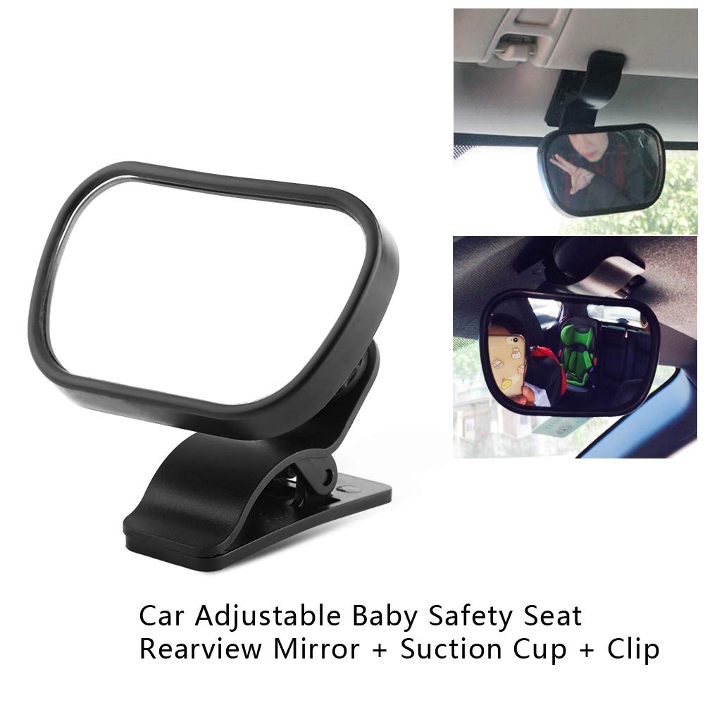 Baby Car Mirror,1Pc Adjustable Car Baby Child Back Seat Rear View Safety Mirror for Rear-Facing Infants With Suction Cup Clip Black