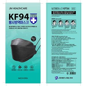 【 30 pcs 】 JM Healthcare Black KF94 Mask Made in Korea, Ergonomic Desige, Tri-Folding Stereoscopic Shape, Individually Packed.