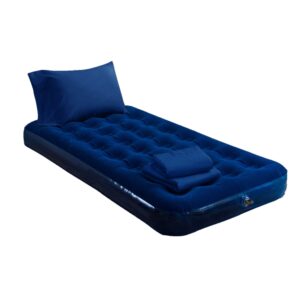 style university dorm survival kit inflatable bed set, twin, blue