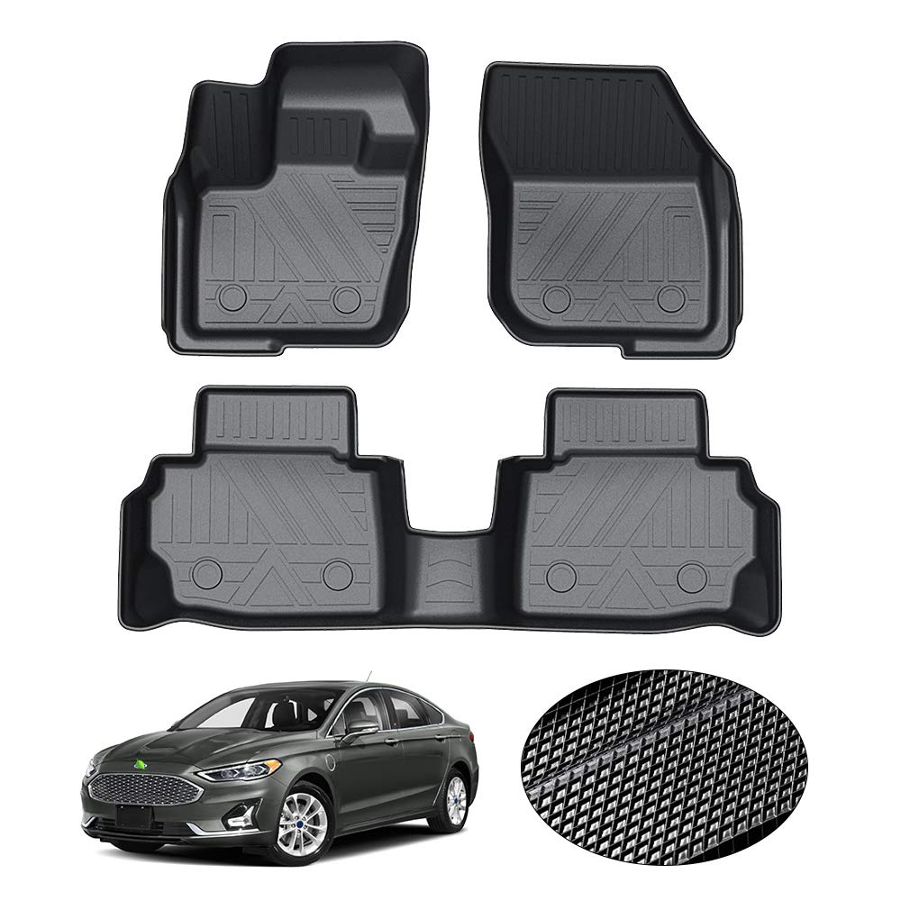 KUST Floor Mats for 2013-2020 Ford Fusion/Lincoln MKZ Floor Liners All Weather Protection 2 Row Liner Set Black Non-Slip