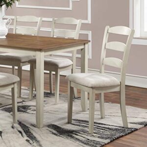 OSP Home Furnishings West Lake Dining Table Set, 7-Piece, Antique Tobacco Finish Top and Cream Base with Linen Fabric