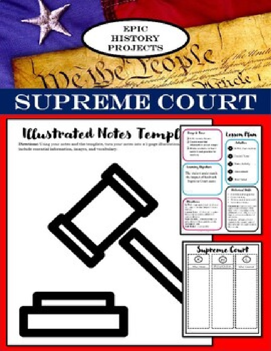 U.S. History: Supreme Court Cases - Mini Lesson & Illustrated Notes Activity