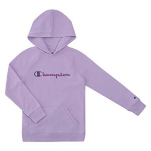 champion girl's embroidered raglan hoodie (big kids) lilac wash md (10-12 big kid)