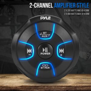 Pyle 2-Way Waterproof Off Road Speakers - 4" 800W Active Passive Marine Grade Wakeboard Tower RGB Speakers System w/Bluetooth Controller, Full Range Stereo Speaker for ATV/UTV Jeep Boat PLUTV48KBTR