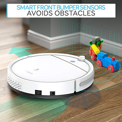 SereneLife Smart Automatic Robot Vacuum Cleaner - Slim Rechargeable Electric Robotic Vacuum Cleaner w/ Self Programmed Navigation, Anti-Fall Sensors - Carpet, Hardwood, Tile PUCRCX10 , White