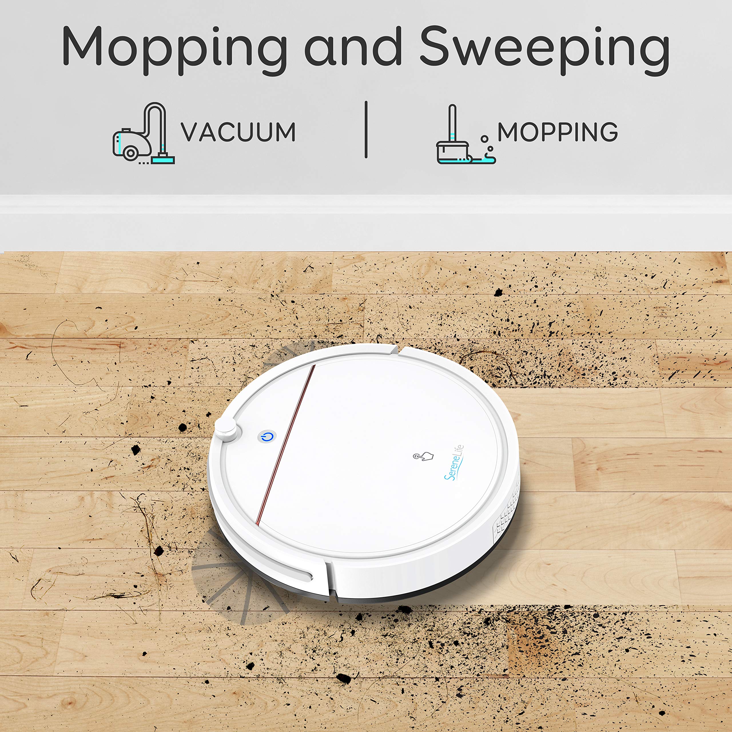 SereneLife Smart Automatic Robot Vacuum Cleaner - Slim Rechargeable Electric Robotic Vacuum Cleaner w/ Self Programmed Navigation, Anti-Fall Sensors - Carpet, Hardwood, Tile PUCRCX10 , White